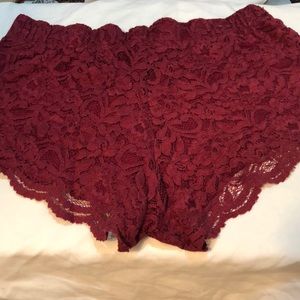 Red lace shorts